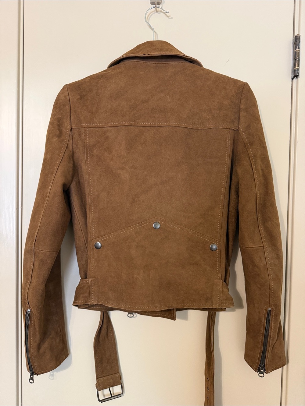 Muubaa Cognac Suede Moto Jacket - Picture 4 of 4